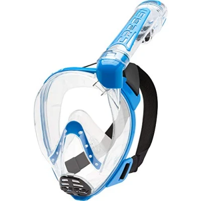 Imagen de Cressi Duke Dry Full Face Mask Mascara de Buceo Snorkel Seca Cara Completa, Unisex Adulto, Transparent/Azul, M/L