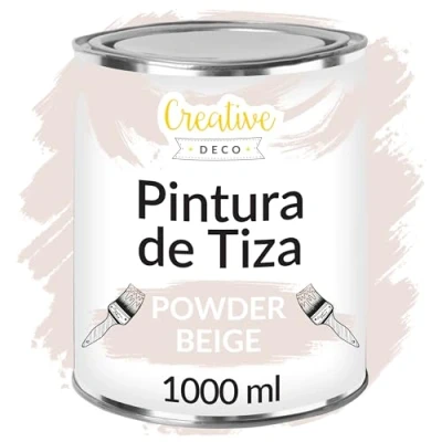 Imagen de Creative DECO 1L Beige Polvo Pintura a la Tiza para Muebles Chalk Paint Madera Mate y Lavable sin Lijar Renovación, Decoración, Manualidades Posible Efecto de Barrido Gradiente