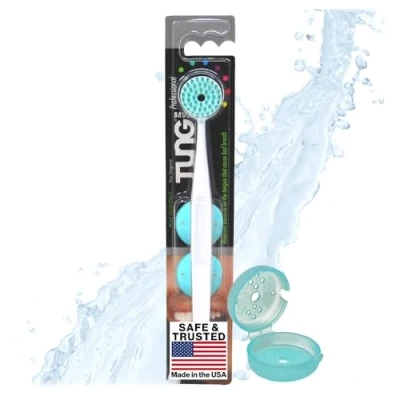 Imagen de Peak Essentials,Kit De cepillos TUNG originales,Limpiador lengua,Eliminador olores,Lucha contra el mal aliento,Menta fresca,Sin BPA,Fabricado en Estados Unidos , Con tapa, Pack 1