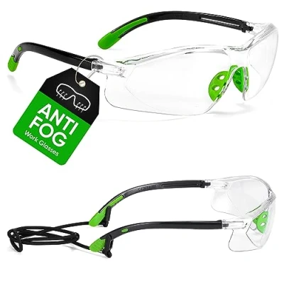 Imagen de SAFEYEAR Gafas Protectoras Hombres Antiniebla de Seguridad con Lentes Antiarañazos SG003 Color Negro y Verde