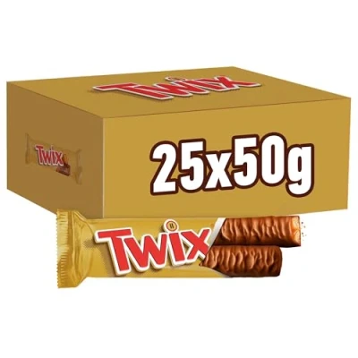 Imagen de Twix Chocolatina con Galleta crujiente y suave caramelo recubiertos de chocolate leche (25 x 50g)