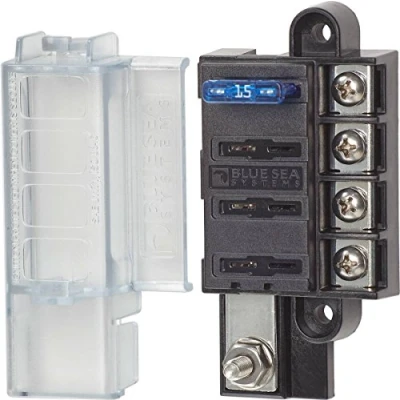 Imagen de Blue Sea Systems 5045 ST Blade Fuse Block Compact 4 Circuito con tapa