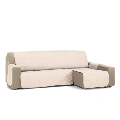 Imagen de S &amp; T Funda Sofa Chaise Longue 240 Lino Long Reversible Brazo Derecho/Izquierdo Acolchada Cubre Sofá 100% Poliéster Fabricado en España