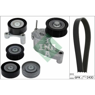 Imagen de INA 529 0554 10 Juego de correas trapeciales poli V Revisar/sustituir poleas libres del alternador VOLVO: XC90 II, S60 XC60 I