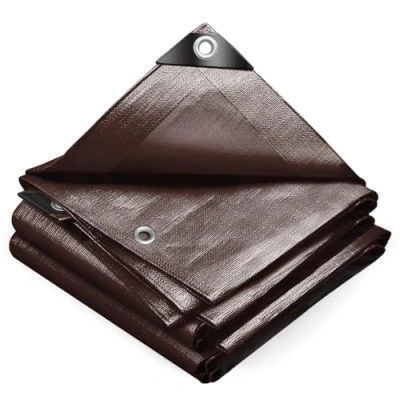 Imagen de VOUNOT Lona Impermeable Exterior 4x6m, Toldo Reforzado PE 240 g/m² Protección contra UV, con Ojales de Acero Inoxidable para Leña, Muebles, Jardín, Piscinia, Vehículos, Marrón