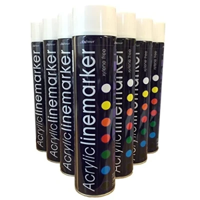 Imagen de Marcador grande en spray de pintura blanca 750 ml para marcado líneas topografía, construcción, campos deportivos (6 unidades)