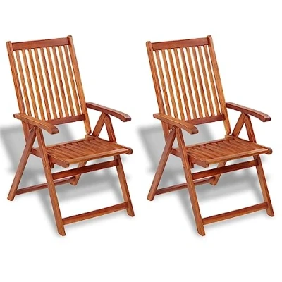 Imagen de Camerina sillas Plegables de jardín 2 uds Jardin Exterior Silla terraza Sillon reclinable Madera Maciza Acacia marrón