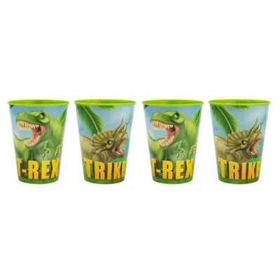Imagen de Theonoi vasos infantiles de 260 ml, a elegir: Coches, Patrulla Canina, Vengadores, Blaze, vaso plástico sin BPA, regalo para niños (Dino Rex)