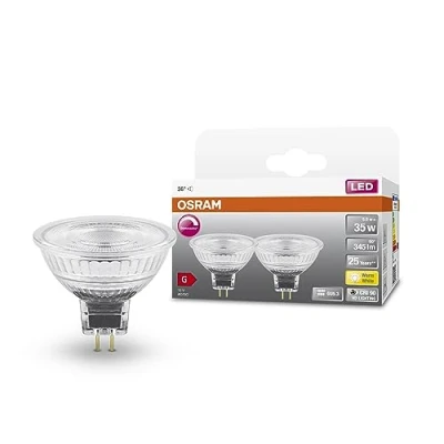 Imagen de OSRAM LED Superstar MR16 lámpara Dimmable para base Gu5.3, reflector, GL, 345 lúmenes, blanco cálido (2700k), reemplazo de bombillas convencionales 35W, 1 paquete