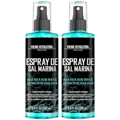 Imagen de Viking Revolution Sea Salt Spray Hair Men de Sal Marina para Hombres con Algas, Aloe Vera y Alga Roja Cabello Mas Volumen Textura 2 x 260 ml