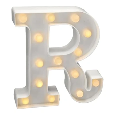 Imagen de Jandei letras led iluminadas, letra R con luz blanca cálida, luces decoración y ambiente, nocturna bodas, cumpleaños, escaparates, números (funcionan pilas)