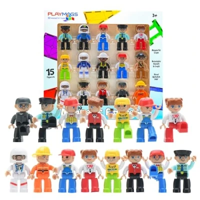 Imagen de Playmags Juego comunitario de Figuras magnéticas Grandes 15 Piezas Personas 3 Pulgadas, Juguetes magnéticos educativos Stem para niños