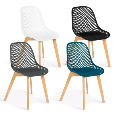 Imagen de IDMarket Mandy Juego de 4 sillas, color surtido blanco, gris, azul pato y negro