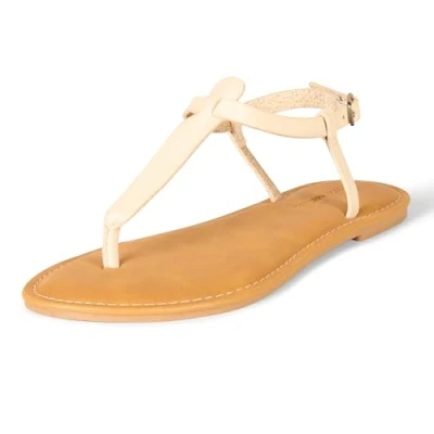 Imagen de Amazon Essentials Sandalias Informales de Dedo con Tira en el Tobillo Mujer, Beige Claro, 35 EU