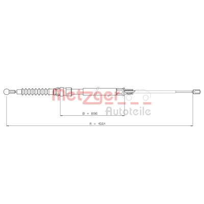 Imagen de METZGER 10.7627 Cable de Freno Mano Atrás izquierda, derecha 1561/896 VOLKSWAGEN: Touran I