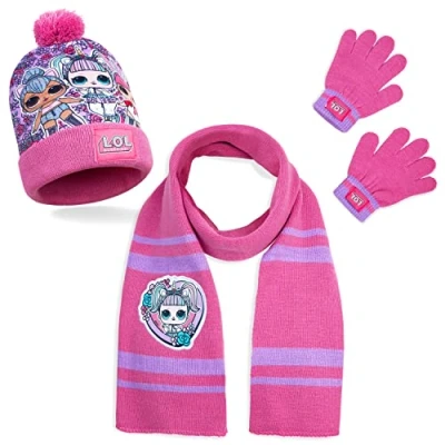 Imagen de L.O.L. Surprise! Conjunto de Bufanda y Guantes Niña Con Gorro Lol Dolls, Gorros Punto Para Niños Muñecas Lol, Regalos Niñas