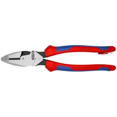 Imagen de Knipex Alicate universal de fuerza &quot;Lineman&quot; modelo americano negro atramentado, con fundas multicomponentes, integrada para colocar un dispositivo protección anticaídas 240 mm 09 02 T