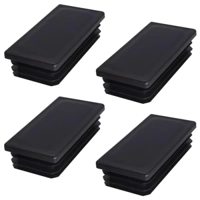 Imagen de SKIR&#039;CO 4 tapones rectangulares de plástico 40 x 80 mm, tapas tubo mate, insertos rectangulares, para postes valla, color negro RAL 9005