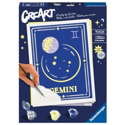 Imagen de Ravensburger CreArt Trend D Zodiac: Geminis, Horóscopo, Kit para Pintar por Números Adultos, Juego Creativo Adultos y Niños 14+ Años
