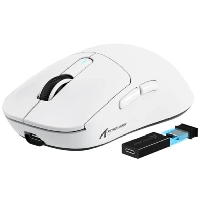 Imagen de VGN GAMEPOWER Attack Shark X3PRO 59g Superlight Ratón Gaming Inalámbrico, 4K/8K Polling, 26,000DPI Ultraligero Mouse, Sensor PAW3395, G502, 2.4G/Bluetooth/Cableado, Batería 200 Horas, PC/Mac, Blanco