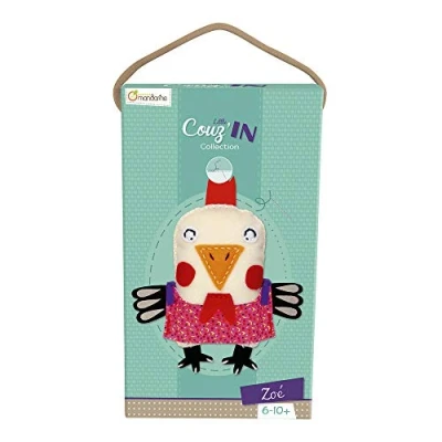 Imagen de Avenue Mandarine 52652O une boite Little Couz&#039;in comprenant figurine en feutrine à coudre 16x5x26 cm, fil et aiguille, Zoé la poule