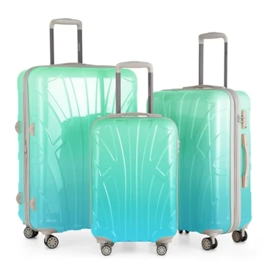 Imagen de Suitline Juego de 3 Maletas, Carrito, Maleta con Ruedas, rígida, Viaje, TSA, (55 cm, 66 76 cm), gradiente Brillante, Northern Lights
