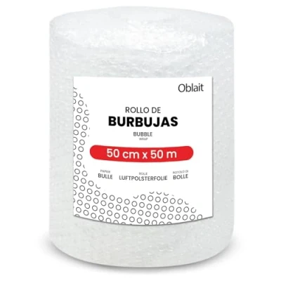 Imagen de Rollo de plástico burbujas 50 cm ancho x metros longitud papel embalaje mudanza
