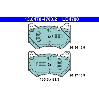 Imagen de ATE 13.0470 4700.2 Juego de pastillas freno preparado para indicador desgaste, excl. contacto avisador desgaste AUDI: Q5, Q5 SUV Sportback