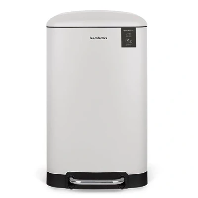 Imagen de Les Collectors Cubo de cocina pedal n728, Acero inoxidable, Blanco, Capacidad 30L, Compacto, interior extraíble, Diseño elegante Acabado mate, Resistente, Cierre la tapa silencioso