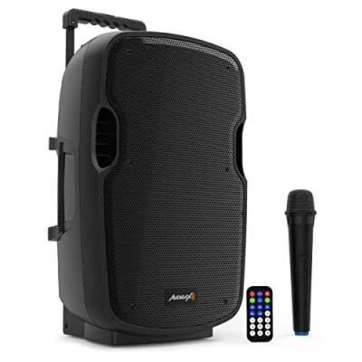 Imagen de Audibax Denver 10 Altavoz Activo PA de 10&quot; Potencia 150W Amplificado Conexión USB/SD con Bluetooth Incluye Ruedas + Micrófono Mano Batería Autonomía 6 Horas