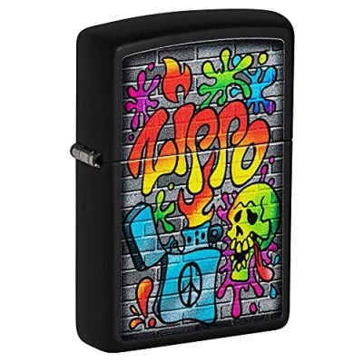 Imagen de Zippo Classic Lighter Model 49605 Street Art with Vibrant Color Graffiti Design Windproof Metal Material Black