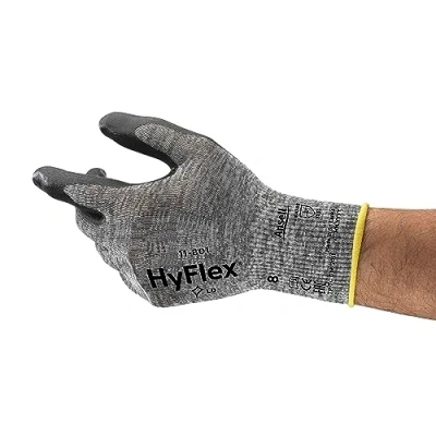 Imagen de Ansell HyFlex 11 801 Guantes de Trabajo Profesionales, Revestimiento Nitrilo Antideslizante y Transpirable, Protección Mecánica Multiusos, Seguridad Industrial, Negro, Talla 2XL (12 Pares)