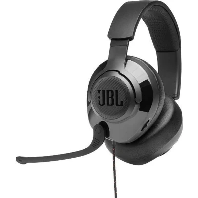 Imagen de JBL Quantum 300 Auriculares para gamers con un diseño llamativo y micrófono, tecnología de virtualización surround, compatible múltiples plataformas, en negro