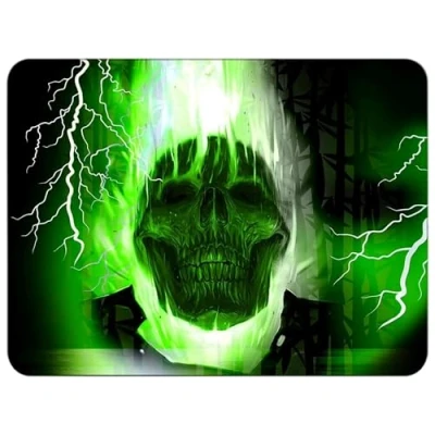 Imagen de Silent Monsters Alfombrilla ratón Ordenador tamaño L (360 x 250 mm) Mouse Pad, diseño Cráneo Verde, Adecuado para de Oficina y Gaming