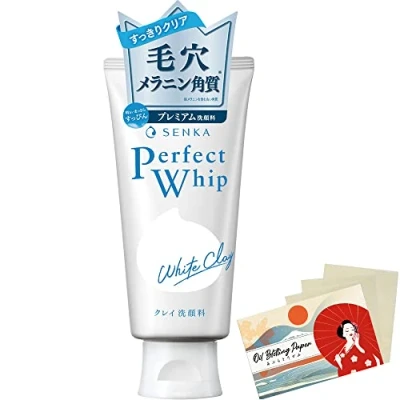 Imagen de Senka Perfect Whip White Clay n Facial Ｗash 120g Blotting Paper Set