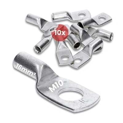 Imagen de Kalitec HR16 10 Terminales de cable tubular (10 unidades, 16 mm², M10, sin orificio visual), fabricado en Alemania
