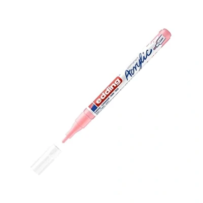 Imagen de edding 5300 marcador acrílico de trazo fino rosa 1 rotulador resistente al agua punta redonda 2 mm pintura acrílica para lienzo, papel kraft, madera y piedra