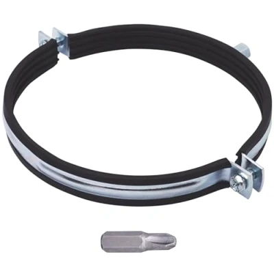 Imagen de SKIR&#039;CO (1 unidad) soportes de tubería con revestimiento goma para tubos 180 mm, abrazaderas tubería, montaje en pared y techo