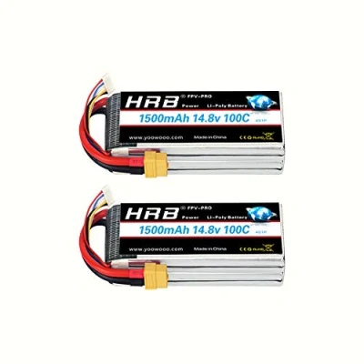 Imagen de HRB 2PCS 4S 14.8V 1500mAh 100C Batería de lipo con Enchufe XT60 para RC Helicóptero Avión Coche Barco Camión