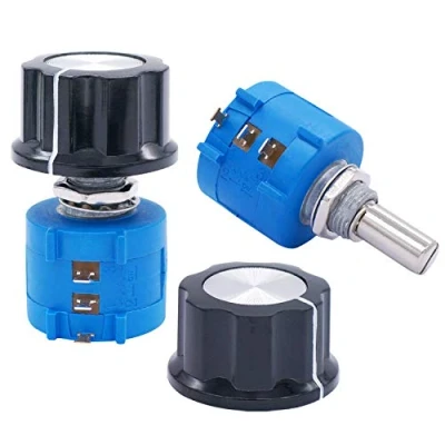Imagen de Taiss 2 potenciómetros de alambre giratorio 1 K ohmios 10 velocidades, potenciómetro cable varias resistencia ajuste + botones 3590S 102L