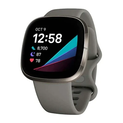 Imagen de Fitbit Sense Advanced Smartwatch with Tools for Heart Health, Stress Management &amp; Skin Temperature Trends, Sage Grey / Silver