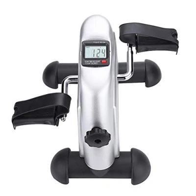 Imagen de Wakects Mini bicicleta estática para rehabilitación, ejercitador de pedal plegable, entrenador con monitor LCD rehabilitación brazos y piernas