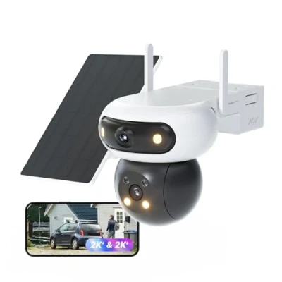 Imagen de EZVIZ 8MP (4MP+4MP) Cámara Vigilancia WiFi Exterior Inalámbrica Doble Lente,Batería 10400mAh,AOV Modo 2.0,Visión Nocturna a Color,Detección IA de Persona/Vehículo,Audio Bidireccional,Alexa,CB90 Dual