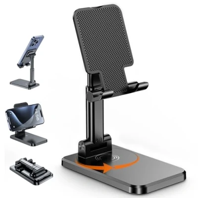 Imagen de BHHB Soporte Móvil Mesa Plegable Y Ajustable Universal para iPhone 15 14 13 12 11 Pro XS XR X 8, Huawei, Galaxy, Alle Smartphones (Negro)