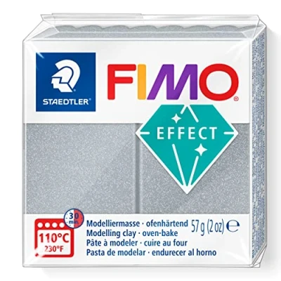 Imagen de STAEDTLER 8010 81 FIMO Effect Arcilla polimérica para modelar de secado al horno, color plata metálico (pastilla 57 g.)