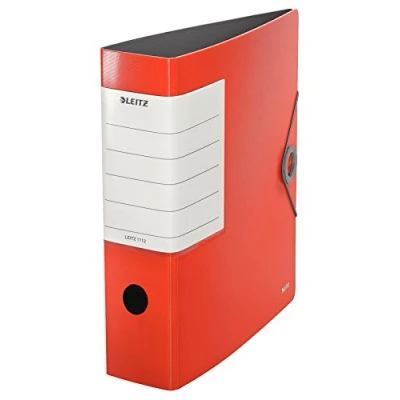 Imagen de Leitz, Archivador de Palanca, Rojo Claro, A4, Lomo recto 8,2 cm ancho, Cierre con Goma elástica, Polyfoam Ligero, 180 Solid, 11120020