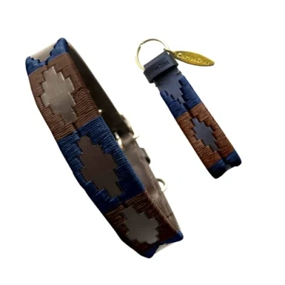 Imagen de Carlos Diaz Collar de Perro Premium Bordado y Encerado Estilo Polo Cuero Genuino XXS