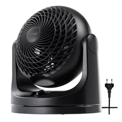 Imagen de Iris Ohyama Woozoo, 23m², Ventilador de mesa, Negro, 3 velocidades, Oscilación, Silencioso, Potente,Escritorio, Portátil, Sobremesa, Table Fan, Ventoinha para el dormitorio, a oficina, Frio, PCF MKM18