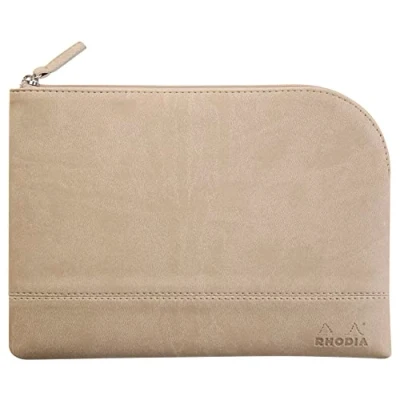 Imagen de Rhodia 116626C Rhodiarama pochette zippé en simili cuir italien taille M (16x22 cm) BEIGE