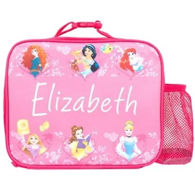 Imagen de Disney bolsa de almuerzo infantil personalizada con diseño princesas, aislamiento térmico para niñas, escolar color rosa